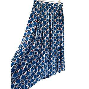 Jaeger Geometric Pleated Midi Skirt Vintage UK Abstract Mod Print Dark Arcadia